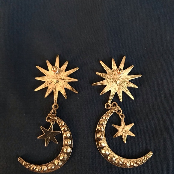 Vintage Dangling Star, Sun and Moon Earrings - Picture 2 of 3